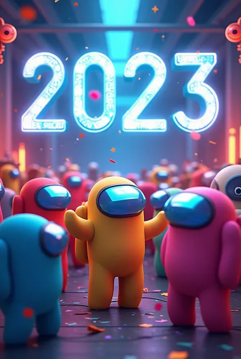 Among us new year 2025 with several characters from Among Us 