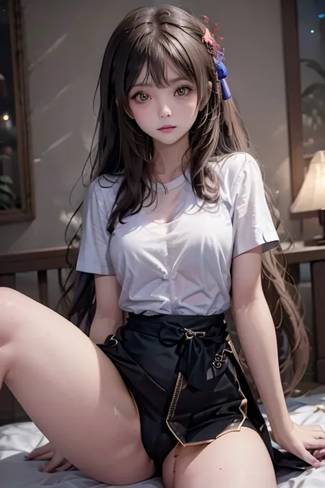 (Beautiful 18-year-old Japanese high school girl )),((Slim figure)),Flat breasts,((Brown Hair)),(( looking at the camera with her skirt raised to her waist )),Sit with your legs apart,((  high school girl uniform)), low angle shot of a person standing faci...