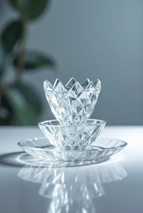 Crystal trophy ,  thin cupcake-shaped plate,  transparent