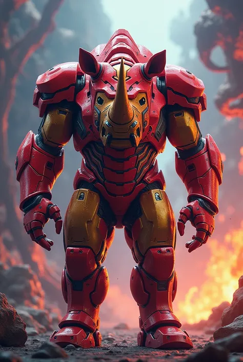 Make real image rhino of colourful ironman 