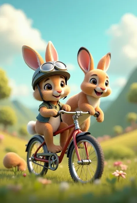 Creat A Rabbit And Puppy Riding Cycle In 3D
