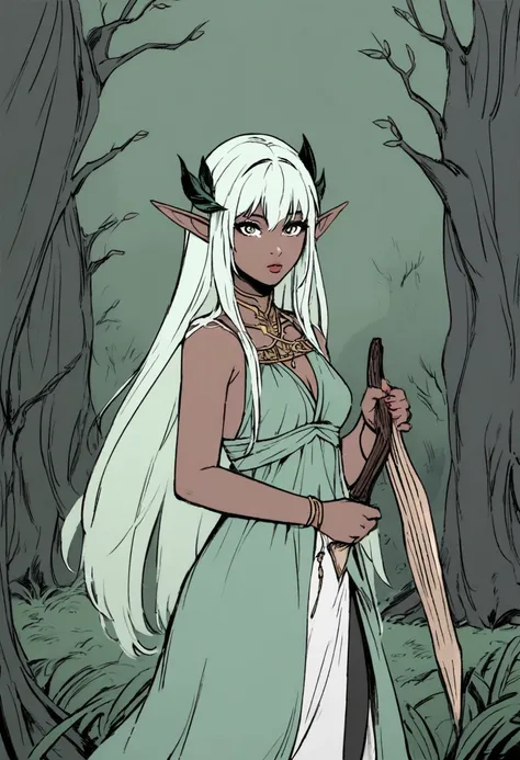  There is a woman with a bow and arrow in her hands, Dark Elf Maiden, Elven Warrior,  Elden Ring Elvens ,  elf girl , Drow Elf Woman , One Elf, The background is a forest