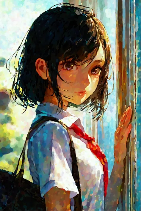  girl , school uniform, punch