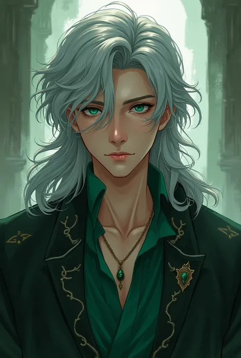 génére mpi limage dun prince déchue qui est dans la vingtaine comme dans les webtoon il a les yeux vert émeraude et des cheveux argenté