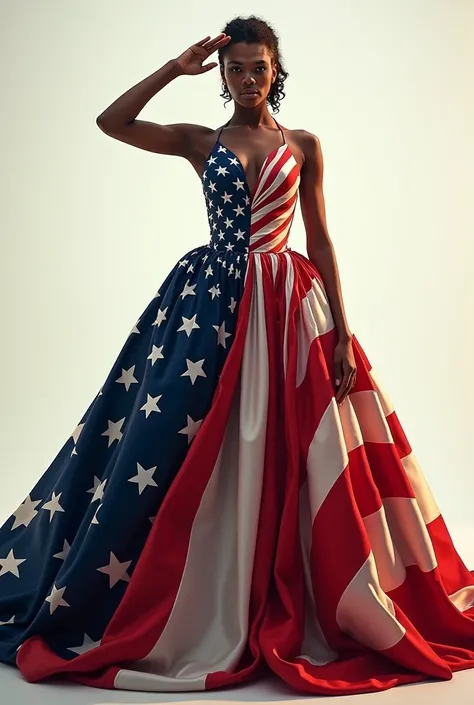 Create a image with caption America dress with salute pose