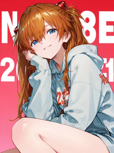    Top Quality   , masterpiece,       748cm style      ,       1 girl,      Neon Genesis Evangelion 、       Shikinami Asuka Langley、     hoodie、smile、       new year、whole、    detailed year-end background 、next year、next yearもよろしく、