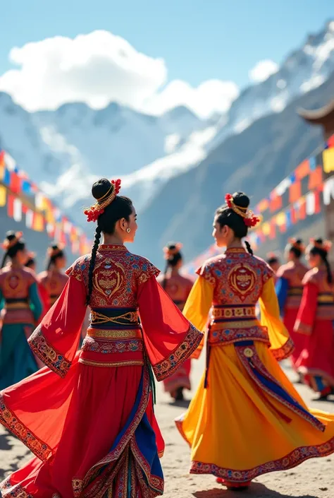 losar Tibetan new year celebration with dancing