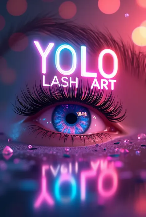 A colorful logo with the name Yolo lash art