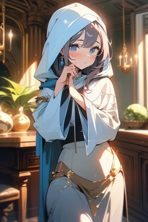 （ masterpieces at the front door of the house、 highest image quality taken by Ki、4K, 8k）　A nun, her pristine white habit clinging to her shapely figure. Pious gaze downcast, yet a glimmer of carnal desire smolders within her hooded eyes. A lone, wayward st...