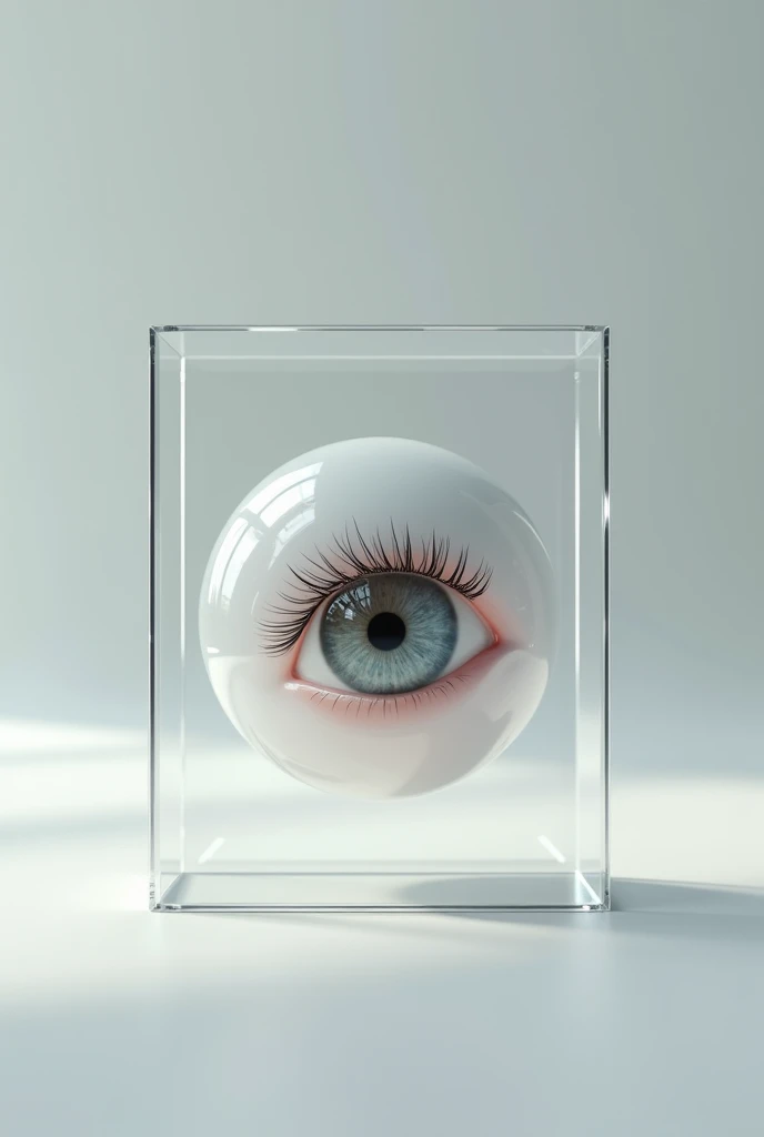 give me image of a transparent box in shape of closed eye with lashes 