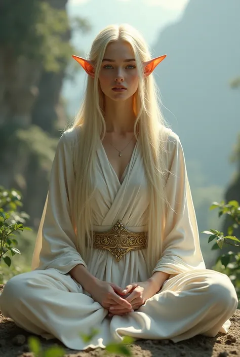 woman　Monk　Blonde　Elf　Clothing design　whole body