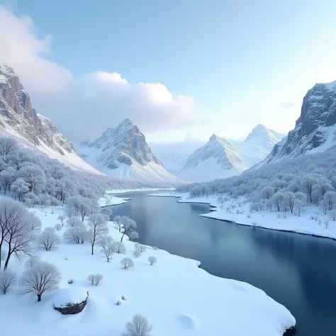 Snow Scenery, The Nordic snow scenery in Norway and Sweden has a special charm, and regions such as the Lofoten Islands are famous for their spectacular snow scenery, (best quality, masterpiece, photorealistic), very aesthetic, perfect composition, intrica...