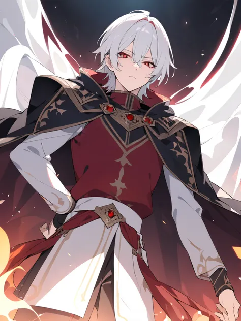 A king with red eyes and white hair but make it a 