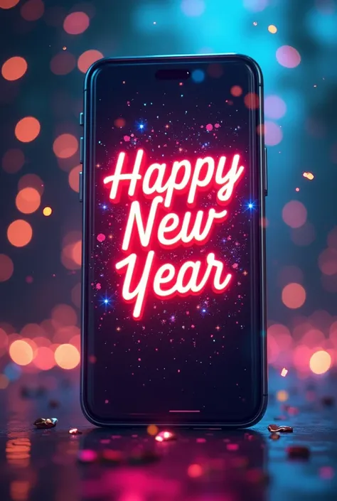 happy new year in phone display