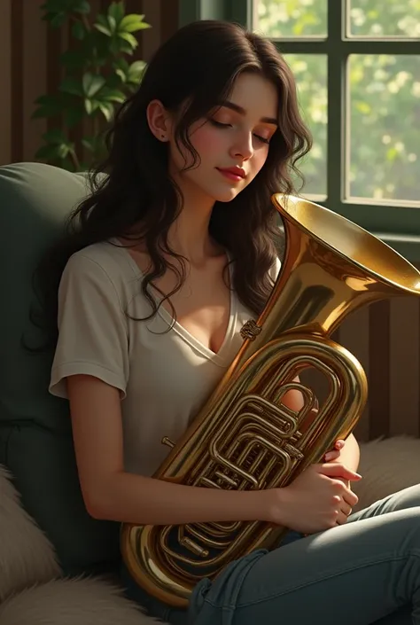 Tuba girl resting 