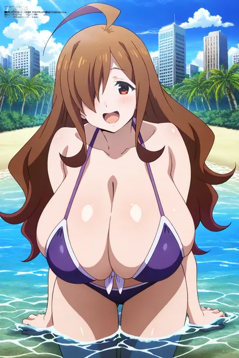 1girl,wiz,konosuba,city , bikini, beach , in water, happy, 
 ,  Prompt: (huge gigantic super mega hyper:1.4),(biggest round giant massive :1.4), (only one women), source_anime,masterpiece,best quality,highres,absurdres,official art,official style,source_an...