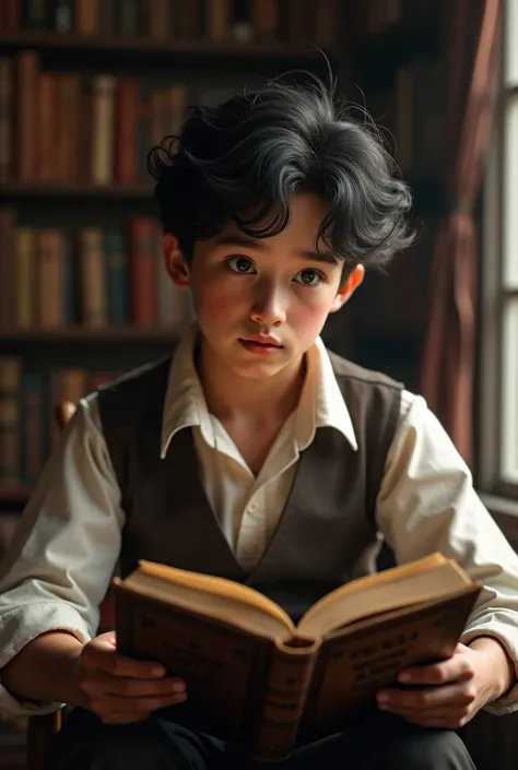 Young Walt Whitman reading a book 