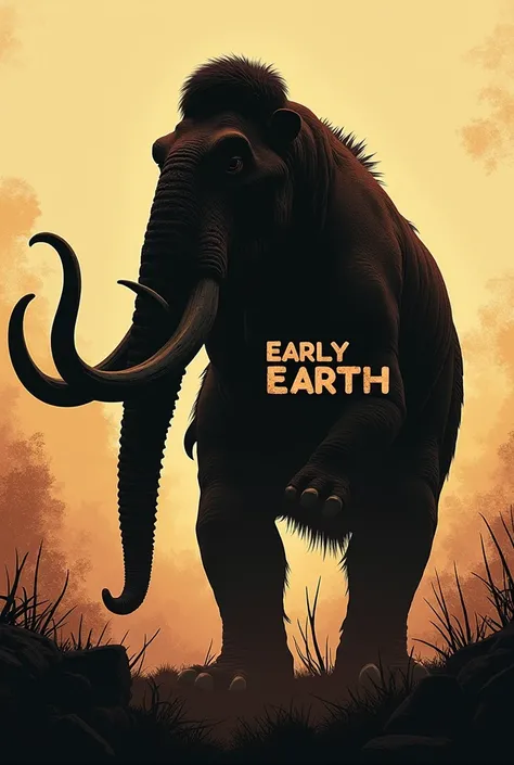 2. Silhouette of a Megafauna Creature
A bold silhouette of an iconic prehistoric animal like a mammoth or a Tyrannosaurus rex.
Overlay the name "Early Earth" subtly beneath it in bold, earthy tones.