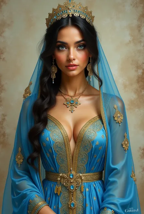 Gorgeous woman, Arabic dress , Blue eyes