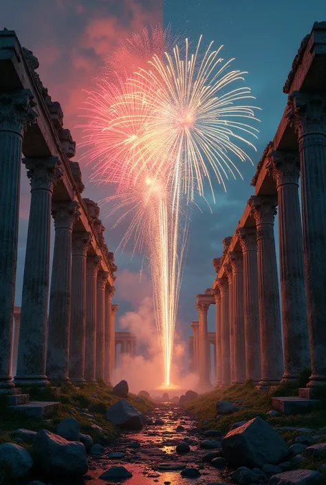 This pic is good but only in half there should be fire crackers and in half there should be ruins