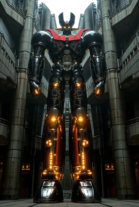  A very realistic version of the modified super robot Mazinger Z ,  with a huge steel body stands in a cool position at a height of 100 meters .  constructed with modern materials such as steel ,The great Mazinger Z ,  just like the real thing ,  Symbolic ...