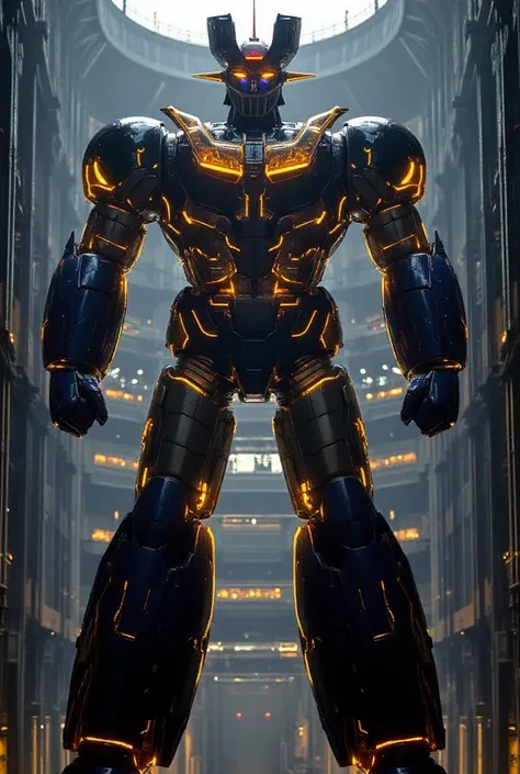  A very realistic version of the modified super robot Mazinger Z ,  with a huge steel body stands in a cool position at a height of 100 meters .  constructed with modern materials such as steel ,The great Mazinger Z ,  just like the real thing ,  Symbolic ...