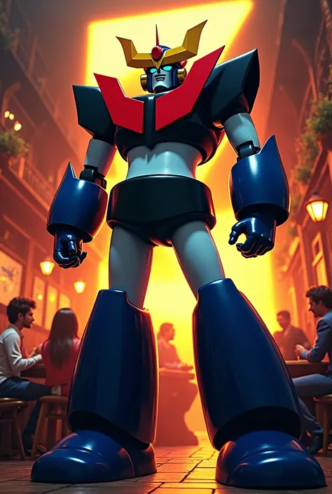 Mazinger Z with Z written in a pub in Valencia mixing music 