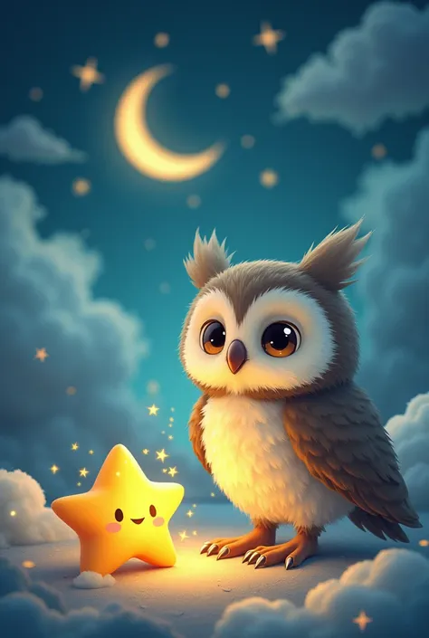 The Little star and big owl cartoon