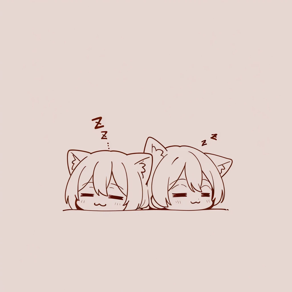 (:3,= =:1.5),   chibi, cat girl, upper body,   sleeping on her back ,ZZZ