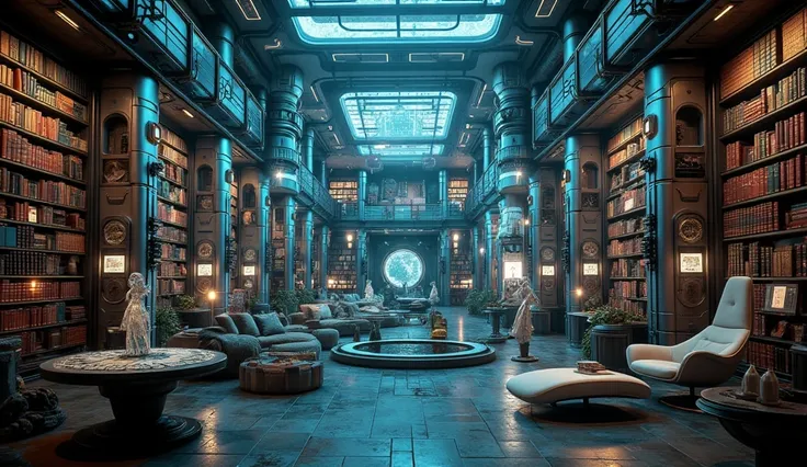 Library, Bookshelf, Cultural and Creative Objects (High Quality), Creative Goods, Open Space, Science Fiction (Masterpiece), (High Quality), Best Quality, Super Detailed, (Full Details), (4K), 8K, Windows