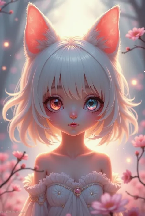 Cat ear girl　God　 pink　Young girl　 small　 odd-eye　 cute