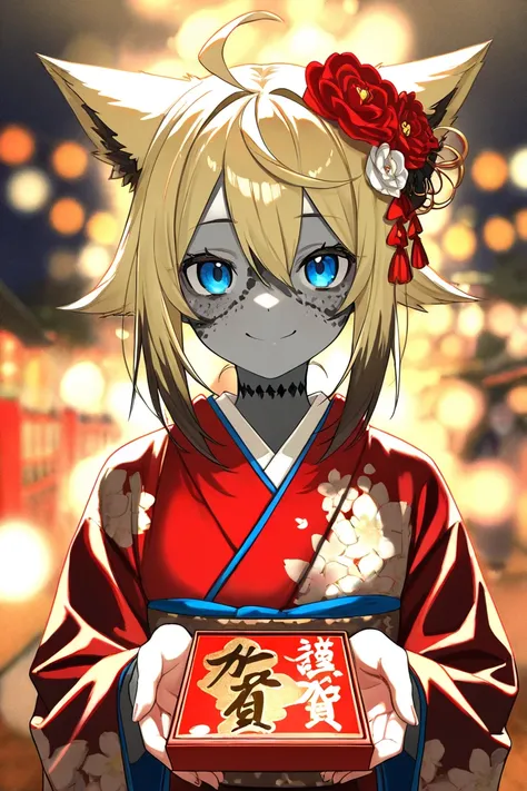 Hurandoーru Scarlet, cute,smile,New Year, kimono, high res, masterpiece,  won numerous awards, 最 High Quality ,  high detail,  High Quality ,  retina,  very detailed,  Ultra Fine,  Textured Skin, 