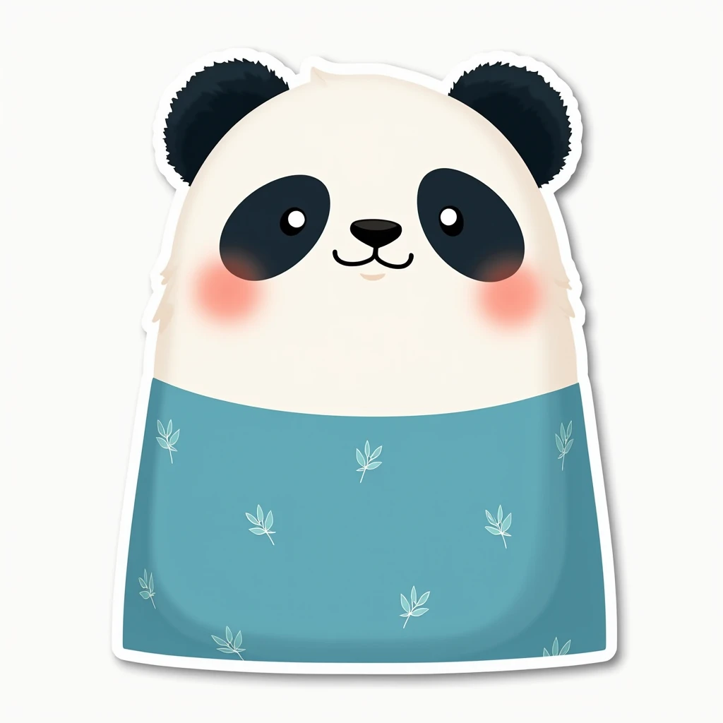 Panda sticker wearing a blue shirt with a leaf pattern facing forward