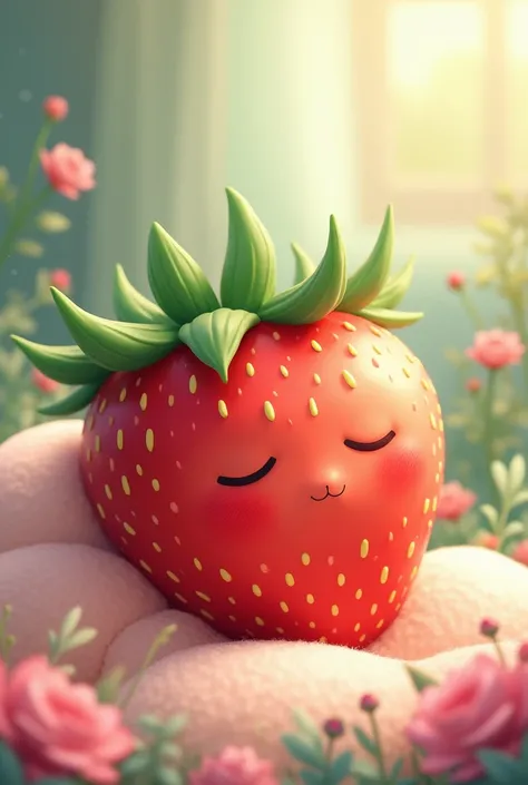 Animated strawberry sleeping 