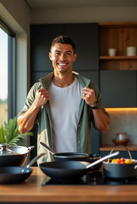 Ronaldo is opening a Durable Frying Pan Wok Pan Non-stick Ceramic Pot Induction Gas Stove Universal Cookware Steak Cooking Saucepan Nonstick Pan


