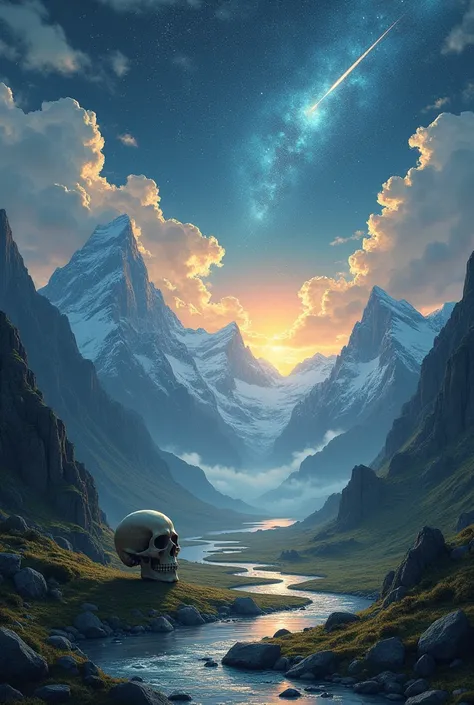 Mountains and Rivers　Nature　universe　 shooting star　Spectacular views　 Skull　 Mystery　dawn　 the future is near　The development of civilization 