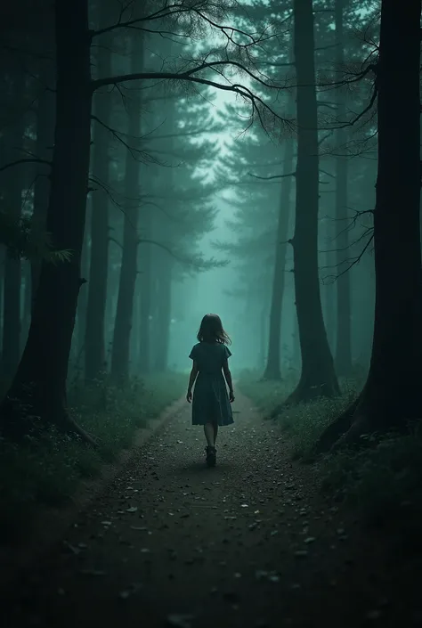 Once upon a time, a girl was walking in a dense forest. Suddenly, she heard a strange sound, as if someone was calling her name. Frightened, she looked around, but saw no one. Suddenly, a shadow appeared in front of her, with glowing eyes. The girl tried t...