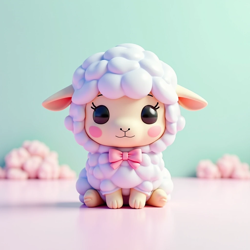 super cute lamb, lP by pop mart, pastel, simulation, clean background with some gorgeous colours, no glasses, blind box toy fine glossy, 3d render, oc render, best quality, 4k, super fine