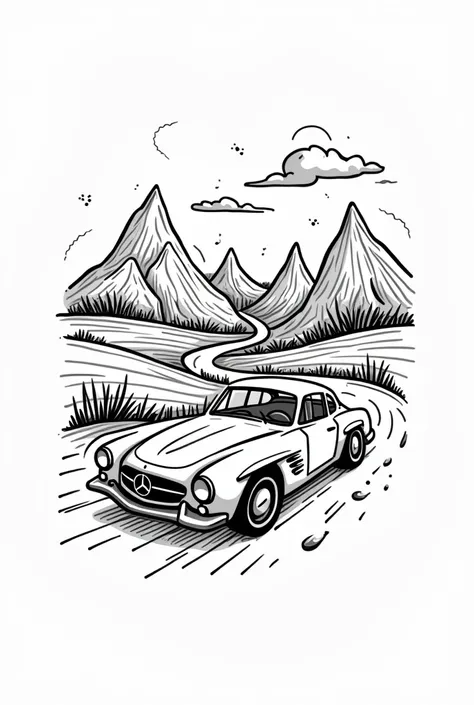 Want a small tattoo of which include mountains and car drive in doodle art form