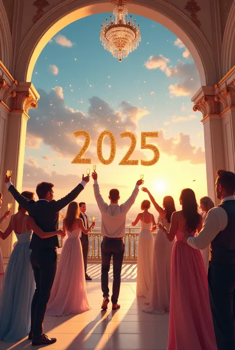 I want to create a picture to celebrate 2025. I want it to be elegant, joyful and nice.