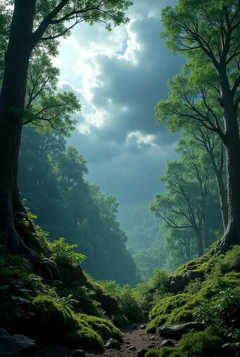 Verdant forest and storm 