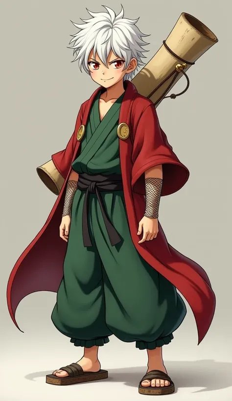  A super realistic-looking  dressed as an iconic anime character,  with a mix of is traits and the marked presence of a wise master.  He has a slightly stronger physical constitution for his age ,  with a confident and charismatic expression .  His hair is...