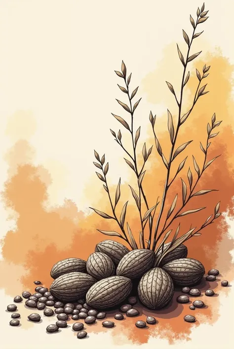 Chia seed hand sketch vector art background