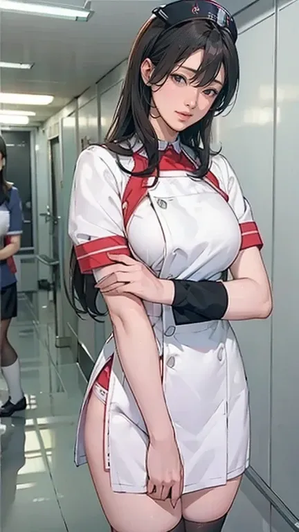     There are nurses in nurse uniforms in hospitals  、  black stockings in a dark prison  、 There is a nurse wearing   、   long hair、    thin waist  、    Big Chest in a Temple   、   smiles gently