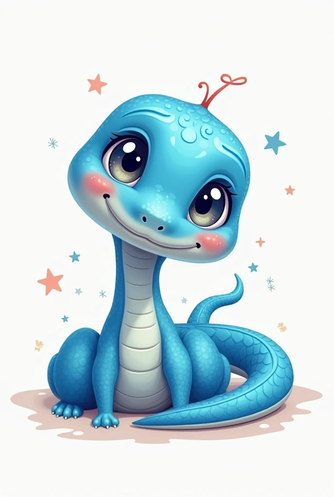 cute and young blue snake saying "2025 Happy New Year"