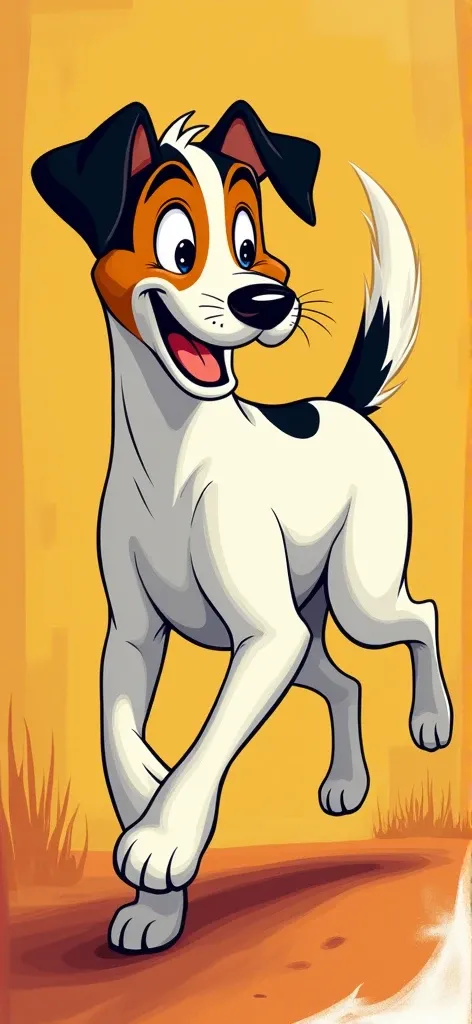 Fox terrier drawn in traditional Disney style