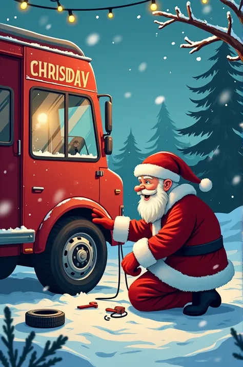 Santa Claus and tires ,  mobile tire service