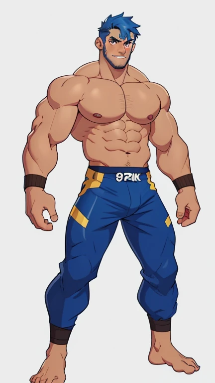 score_9, score_8_up, score_7_up, (1man), muscular, teenage, brown eyes, shirtless, handsome,[nerd:0.6], dynamic,(Masterpiece, high quality, best quality, flat color, (((good face 8k))), (fullbody shot), (good eyes), showing feet, blue hair