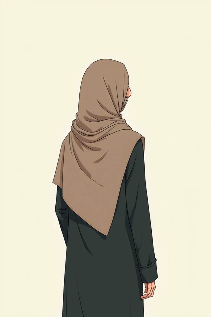 Generate a girl in hijab. Her back. She is choosing the right path, her face is not visible, and anime girl