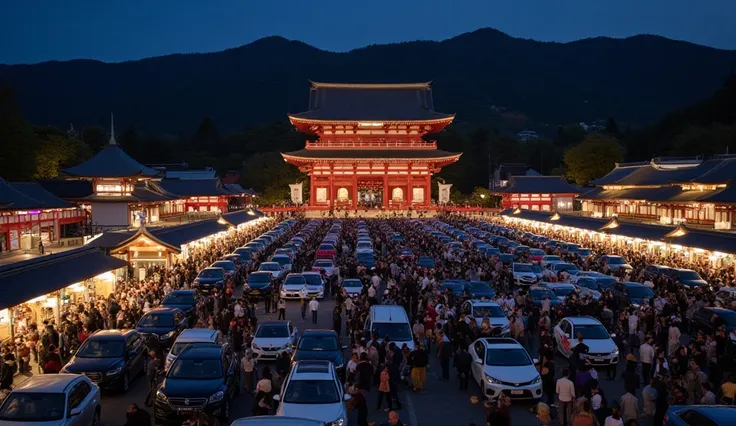  A lot of cars are lining up to go to Hatsumode、The parking lot is full and I cant enter、Ise Shrine、Midnight